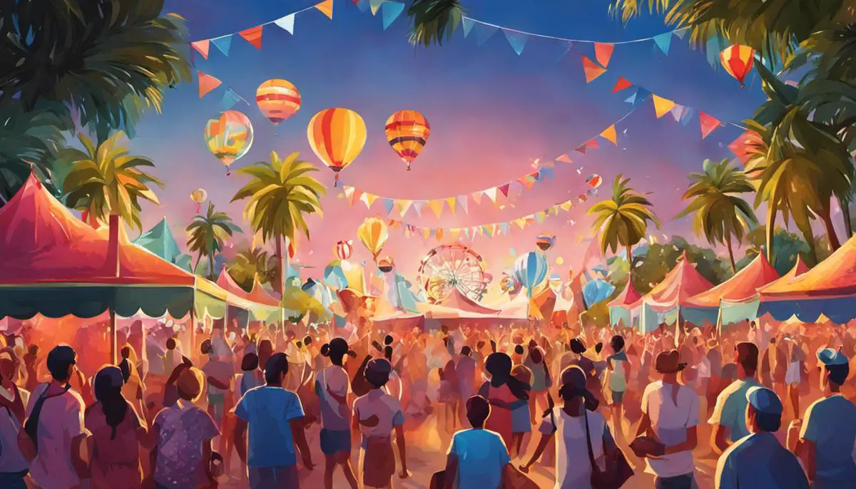 Illustration of people celebrating different events and festivals during summer 2023
